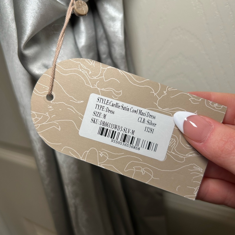 Meshki Silver Satin Backless Dress - Picture 3 of 7